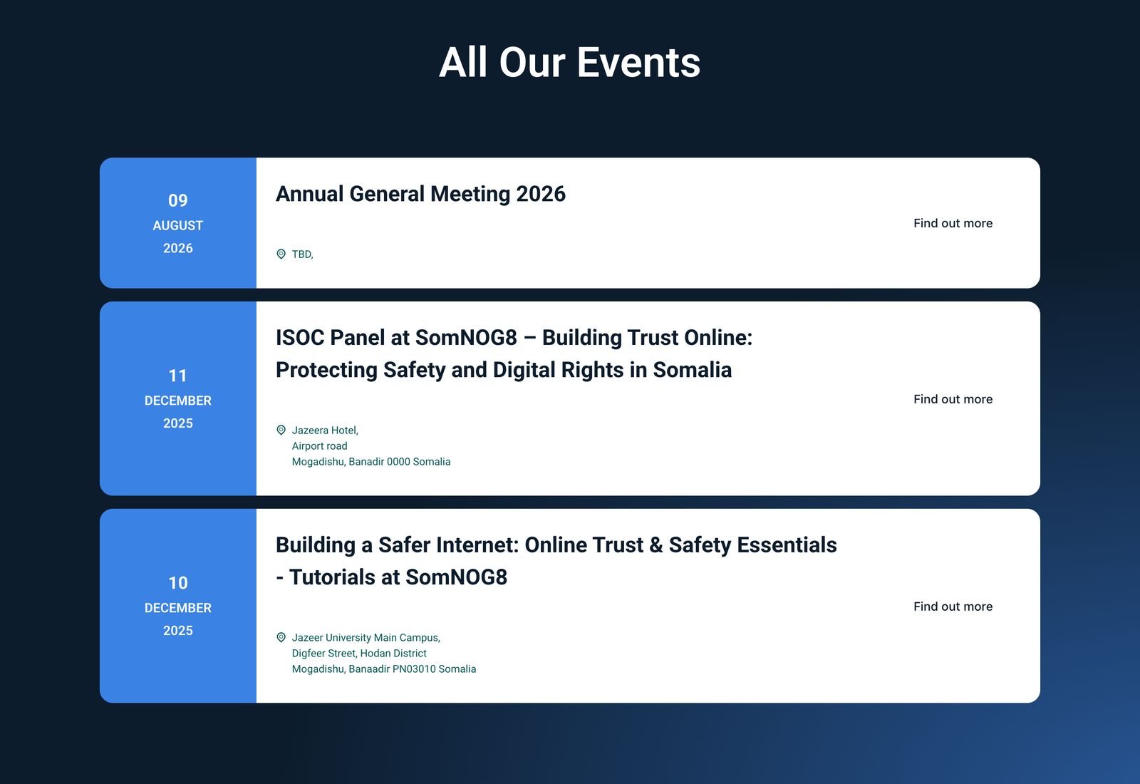 Upcoming events