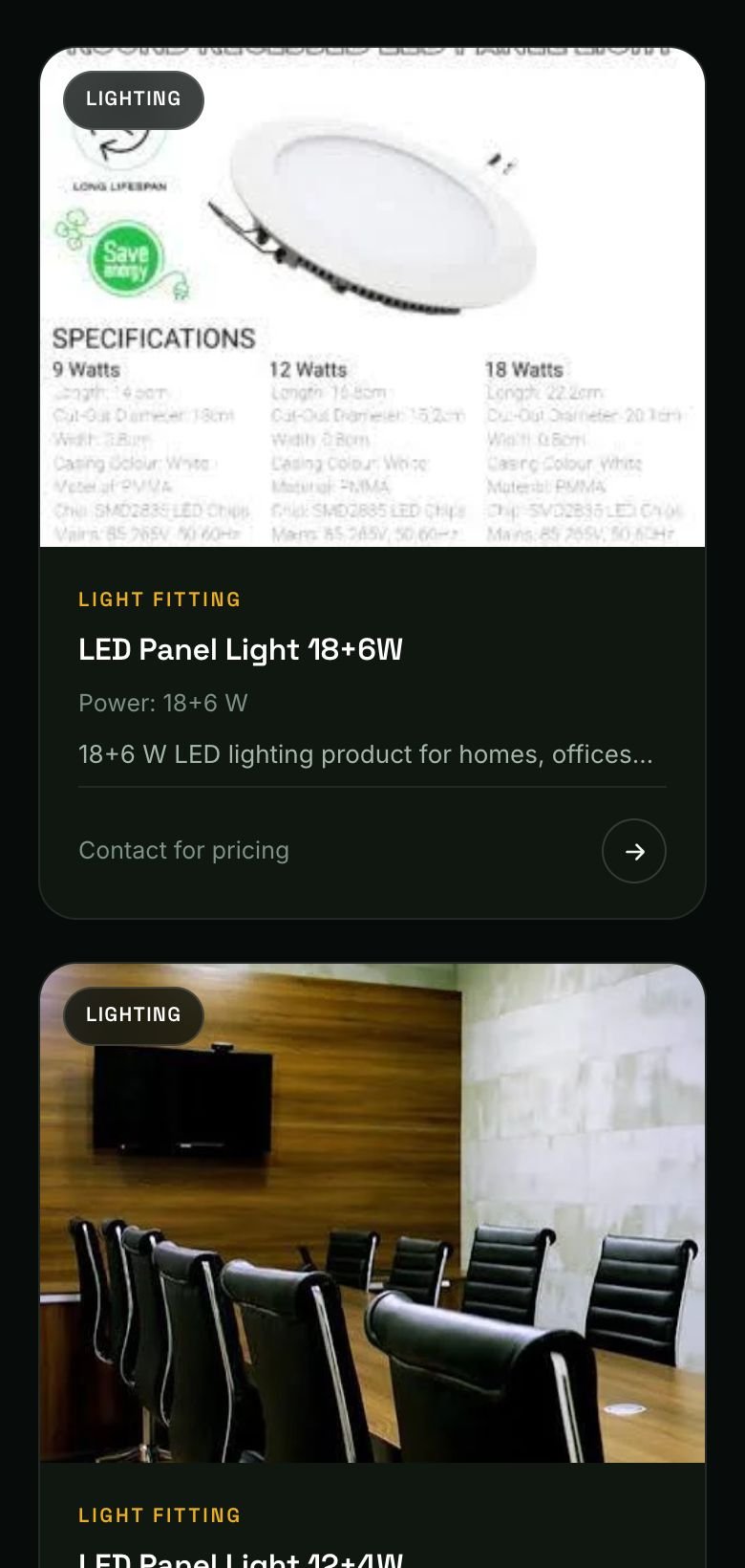Product cards